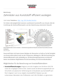 Zahnräder aus Kunststoff effizient auslegen