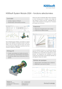 KISSsoft System Module – fonctions sélectionnées