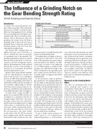 The Influence of a Grinding Notch on the Gear Bending Strength Rating