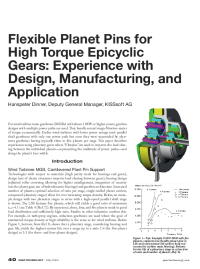 Flexible Planet Pins for High Torque Epicyclic Gears: Experience with Design, Manufacturing, and Application